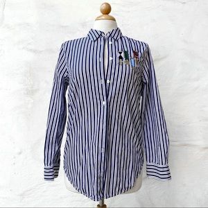 Equipment Striped Button Down Shirt Metal Details